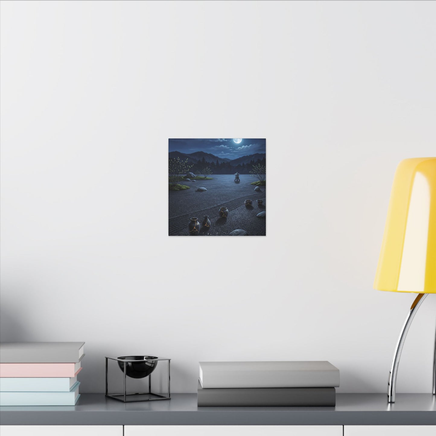Kintsugi Moonlit Garden in Moonlight | Gold Repair Canvas Art