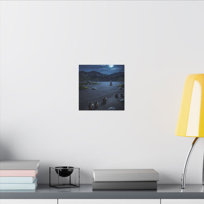 Kintsugi Moonlit Garden in Moonlight | Gold Repair Canvas Art