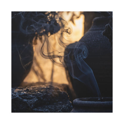 Incense Smoke Canvas Art | Winter Dark Japandi Shadow Zen Art