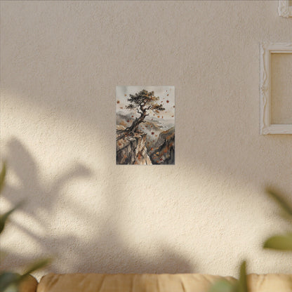 Autumn Pine Tree Watercolor Canvas Art | Warm Decor