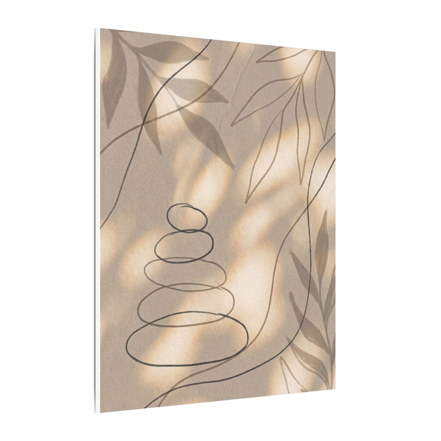 River Stones Minimal Line Canvas Art | Earthy Japandi Art