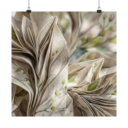 Spring Paper Fold Watercolor Wall Art Print | Neutral Decor
