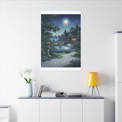 Summer Moonlit Garden Ukiyo E Inspired Canvas Art | Serene Decor