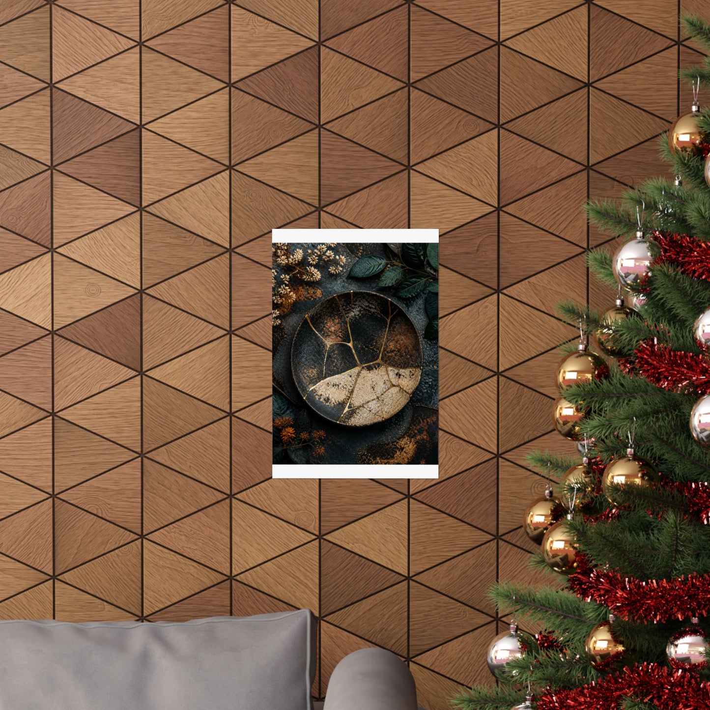 Kintsugi Rust Patina in Dawn | Gold Repair Wall Art Print