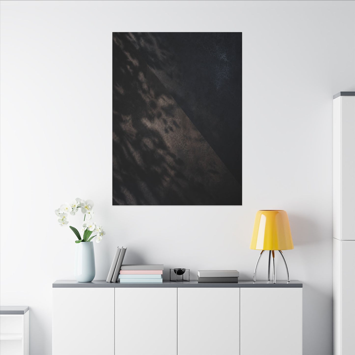 Shadow Play Winter Canvas Art | Dark Japandi Moody Design