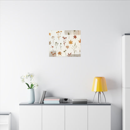 Autumn Dried Flowers Japanese Pattern Canvas Art | Elegant Decor
