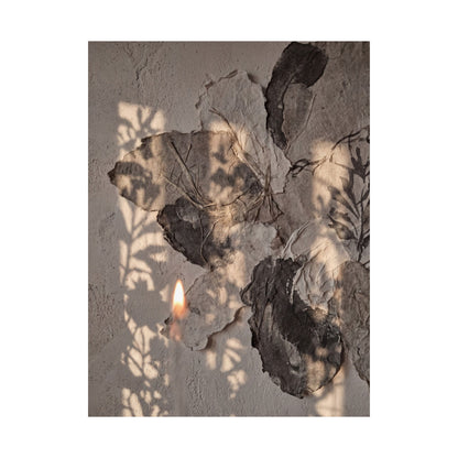 Japandi Shadow Play in Candlelight | Texture Wall Art Print