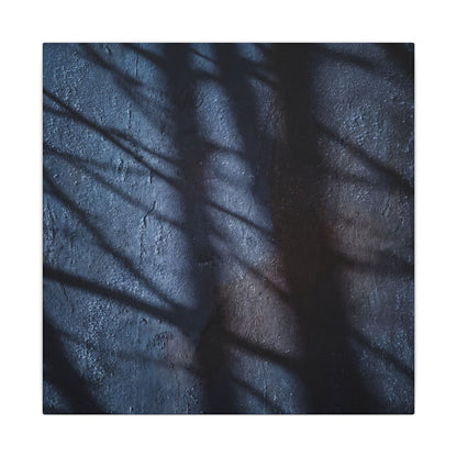 Dark Japandi Shadow Play in Moonlight | Moody Minimal Canvas Art