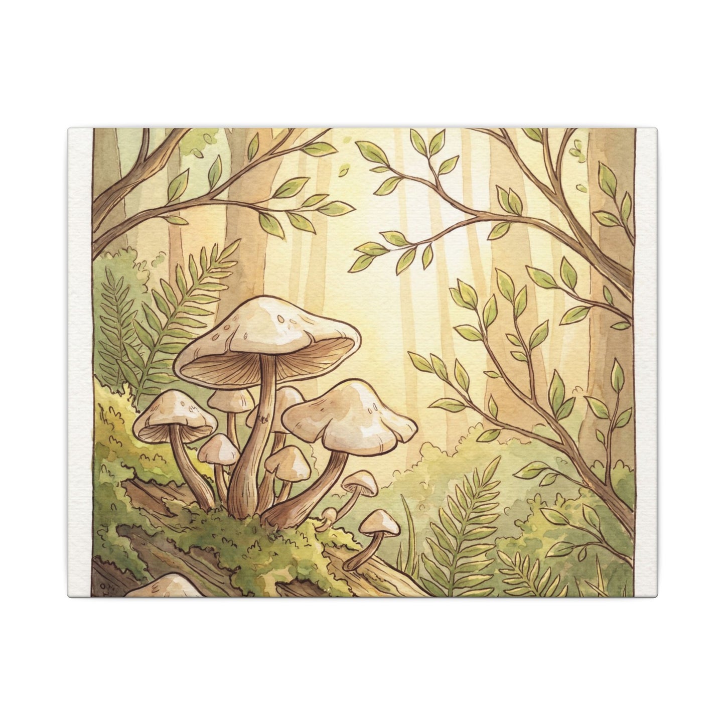 Spring Wild Mushrooms Mushroom Illustration Canvas Art | Cozy Decor