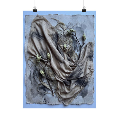 Japandi Silk Drape in Moonlight | Texture Wall Art Print Art Print