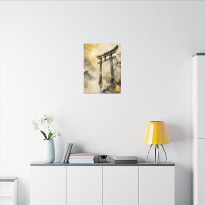 Spring Torii Gate Sumi E Canvas Art | Tranquil Decor