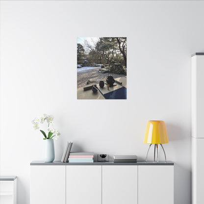 Winter Tea Ceremony Karesansui Canvas Art | Serene Decor