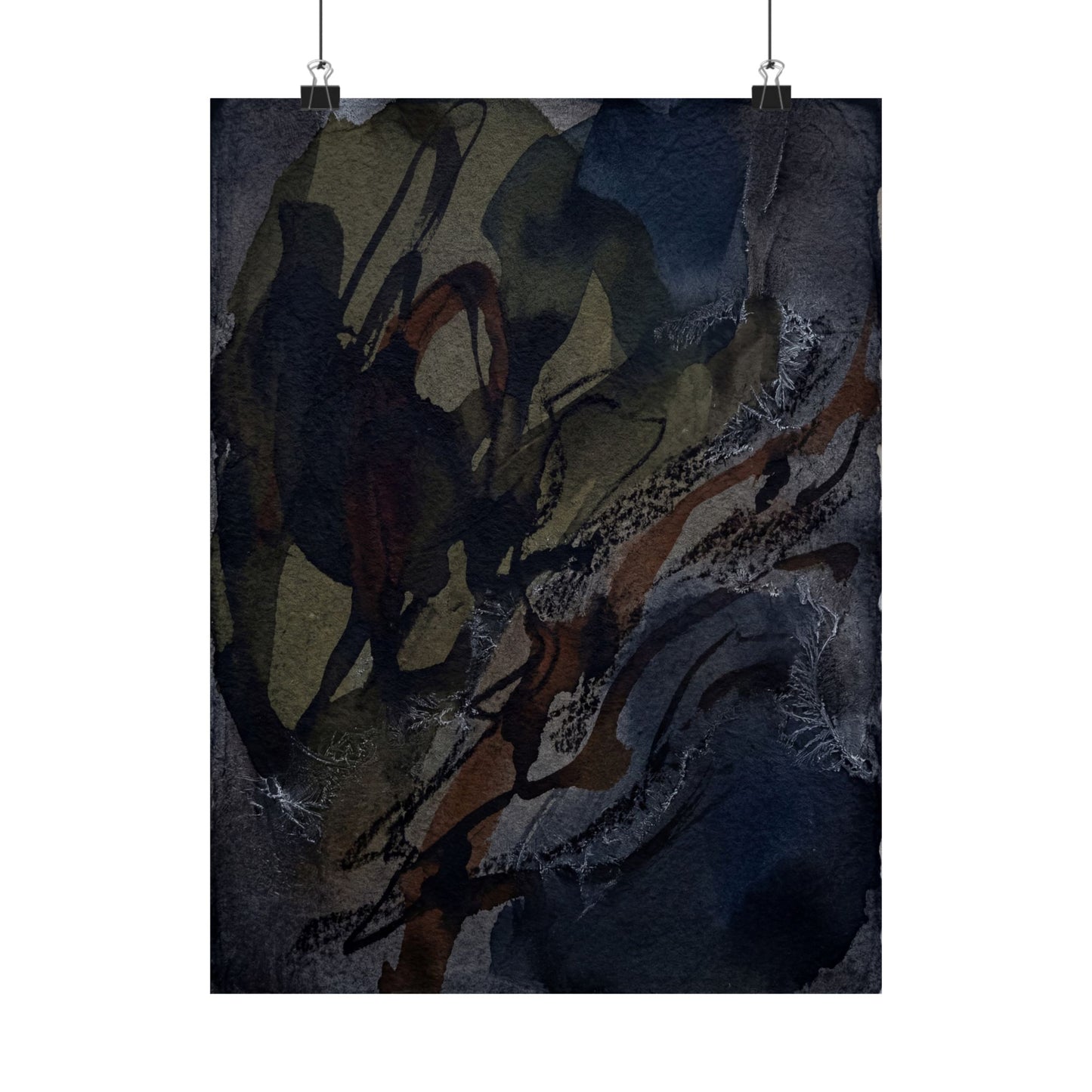 Dark Japandi Shadow Play in Overcast | Charcoal Ink Wall Art Print Art Print
