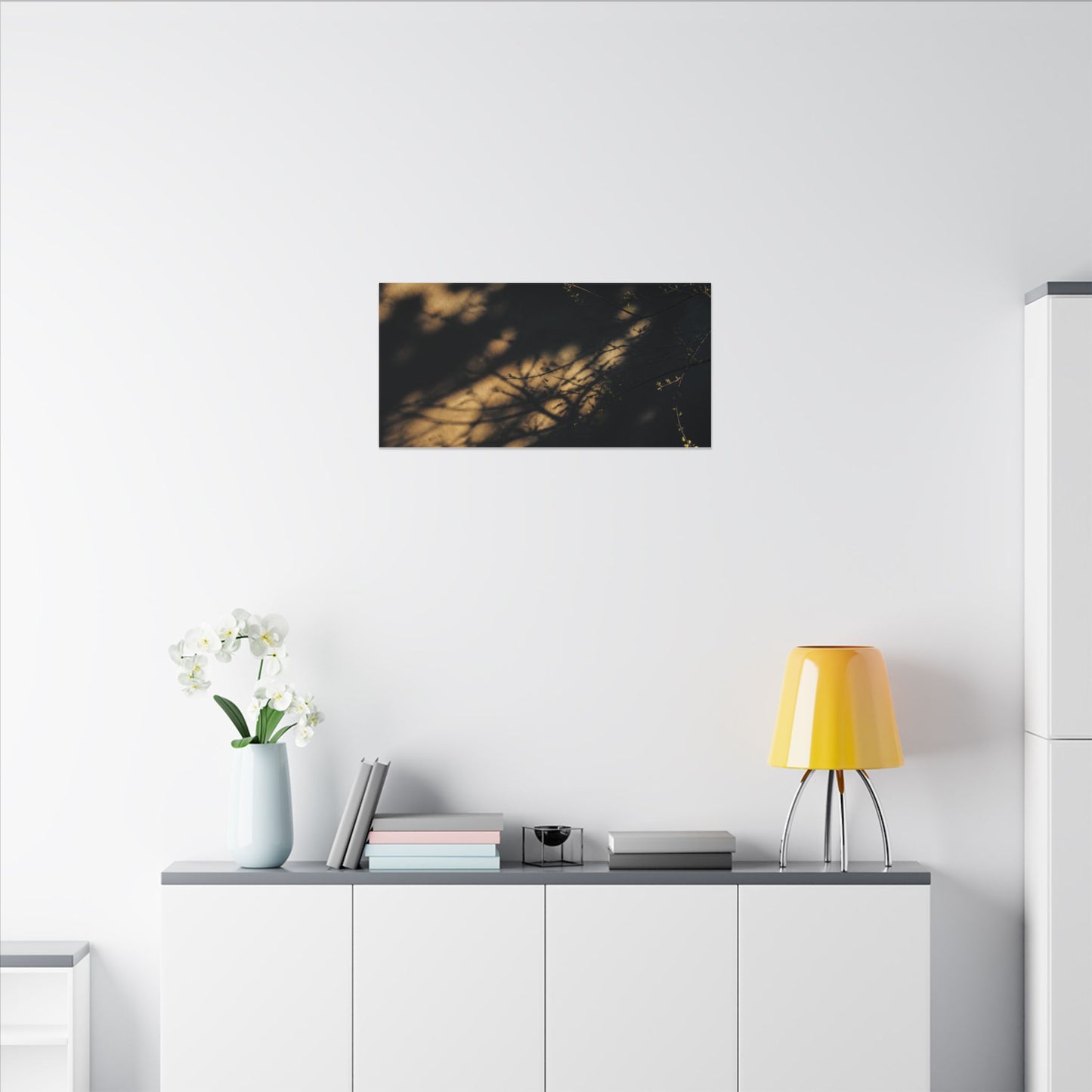 Moody Shadow Play Canvas Art - Moody Minimal Dark Japandi