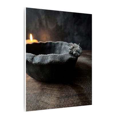 Ceramic Bowl Canvas Art | Winter Dark Japandi Shadow Zen Art