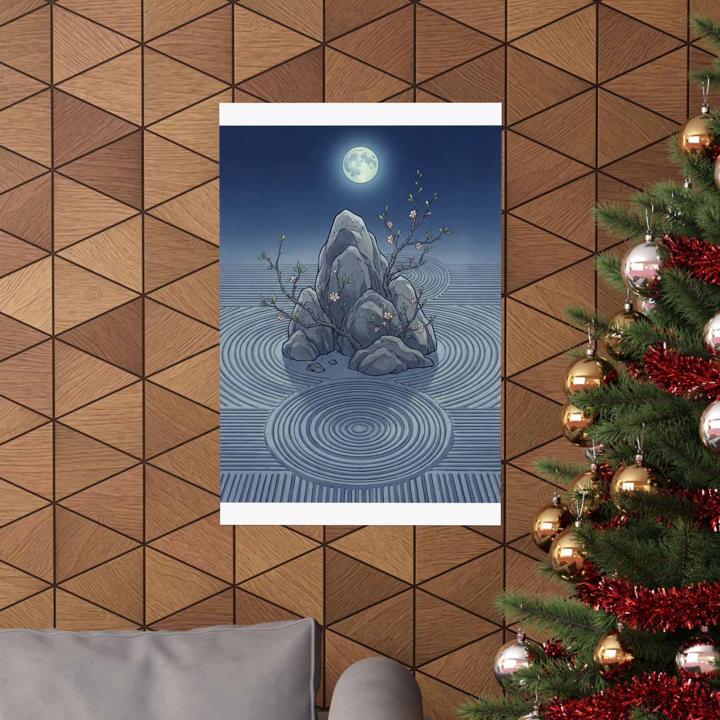 Kanso Rock Garden Wall Art Print - Zen Ukiyo E Inspired