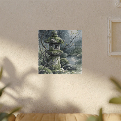 Moonlight Stone Lantern Canvas Art - Japandi Seijaku