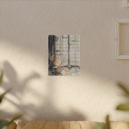 Shoji Screen Canvas Art | Spring Japandi Watercolor Art