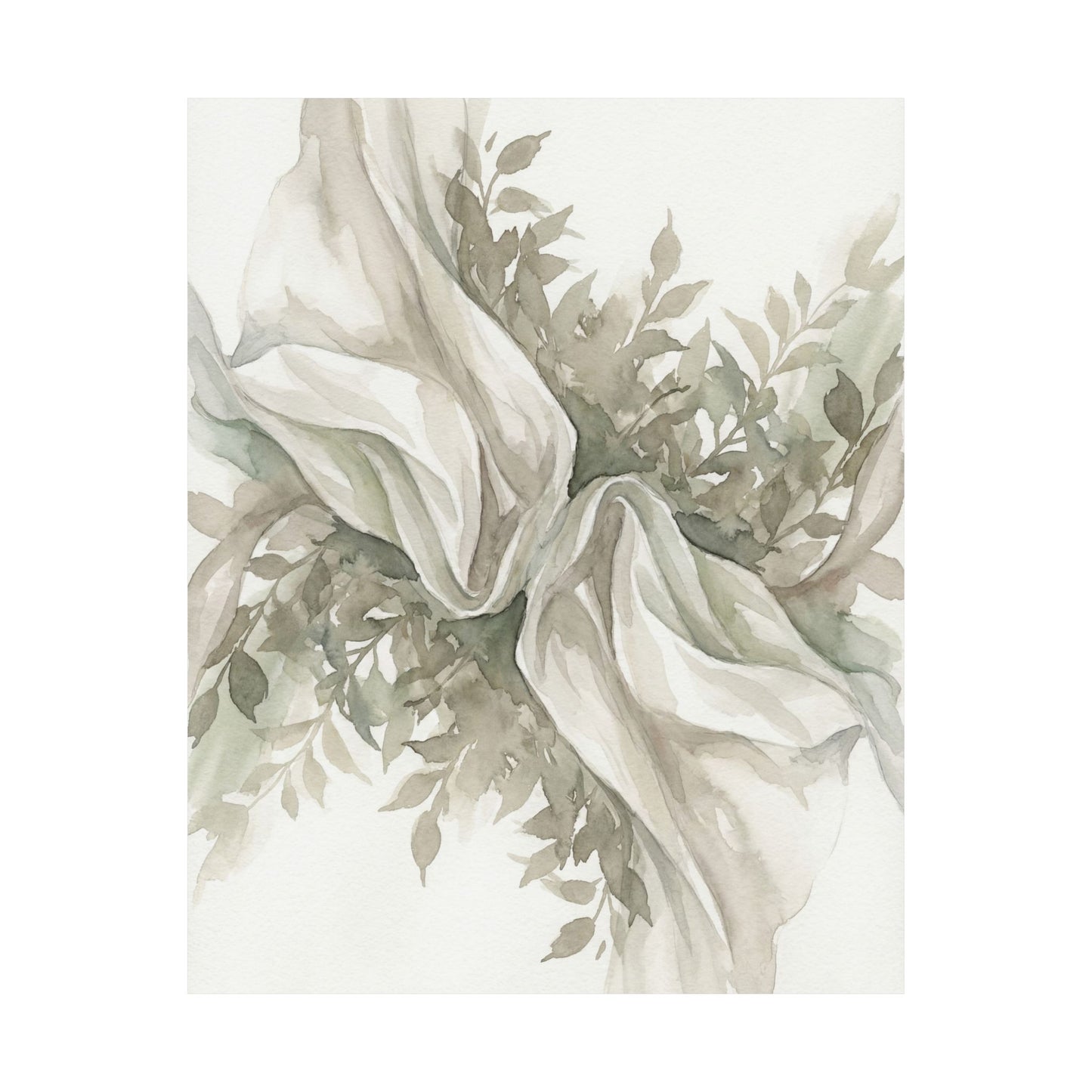 Silk Drape Watercolor Wall Art Print | Elegant Japandi Art