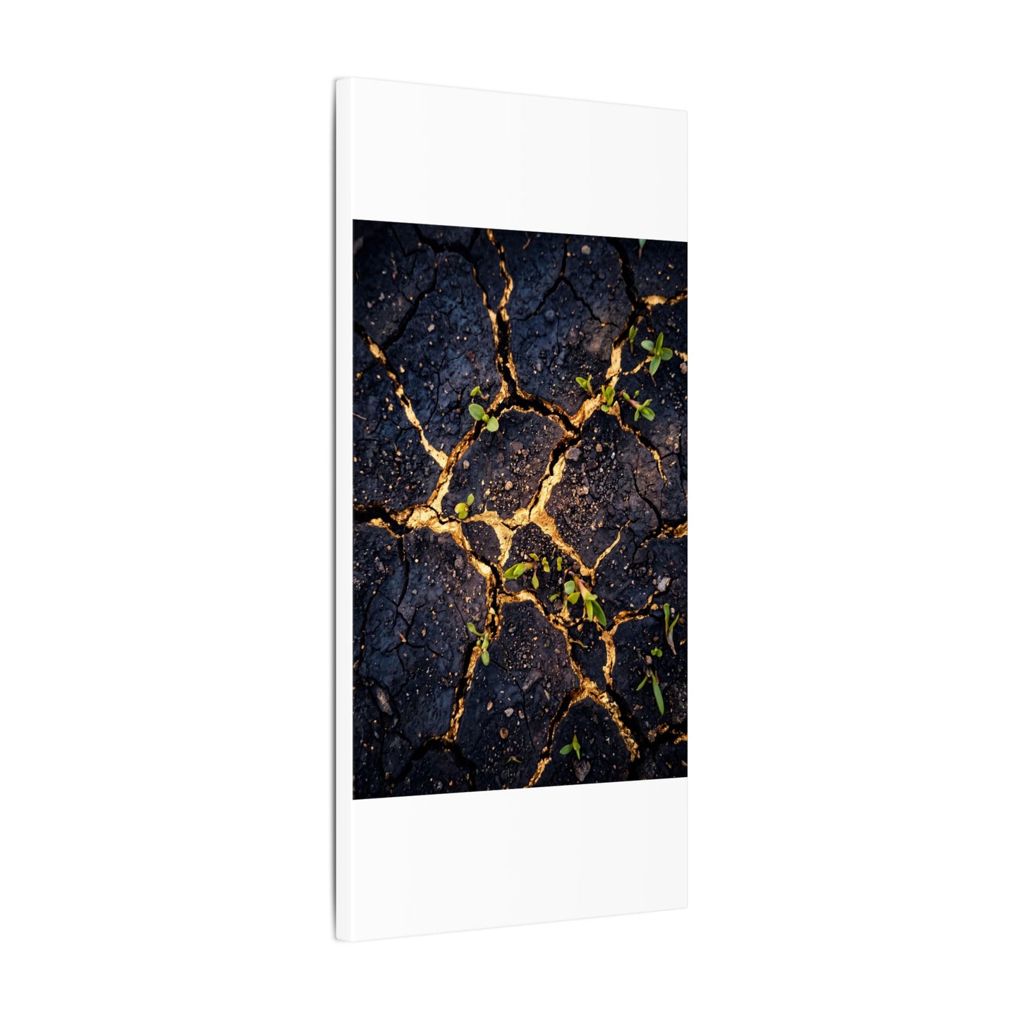 Spring Cracked Earth Crackle Gold Canvas Art | Healing Decor
