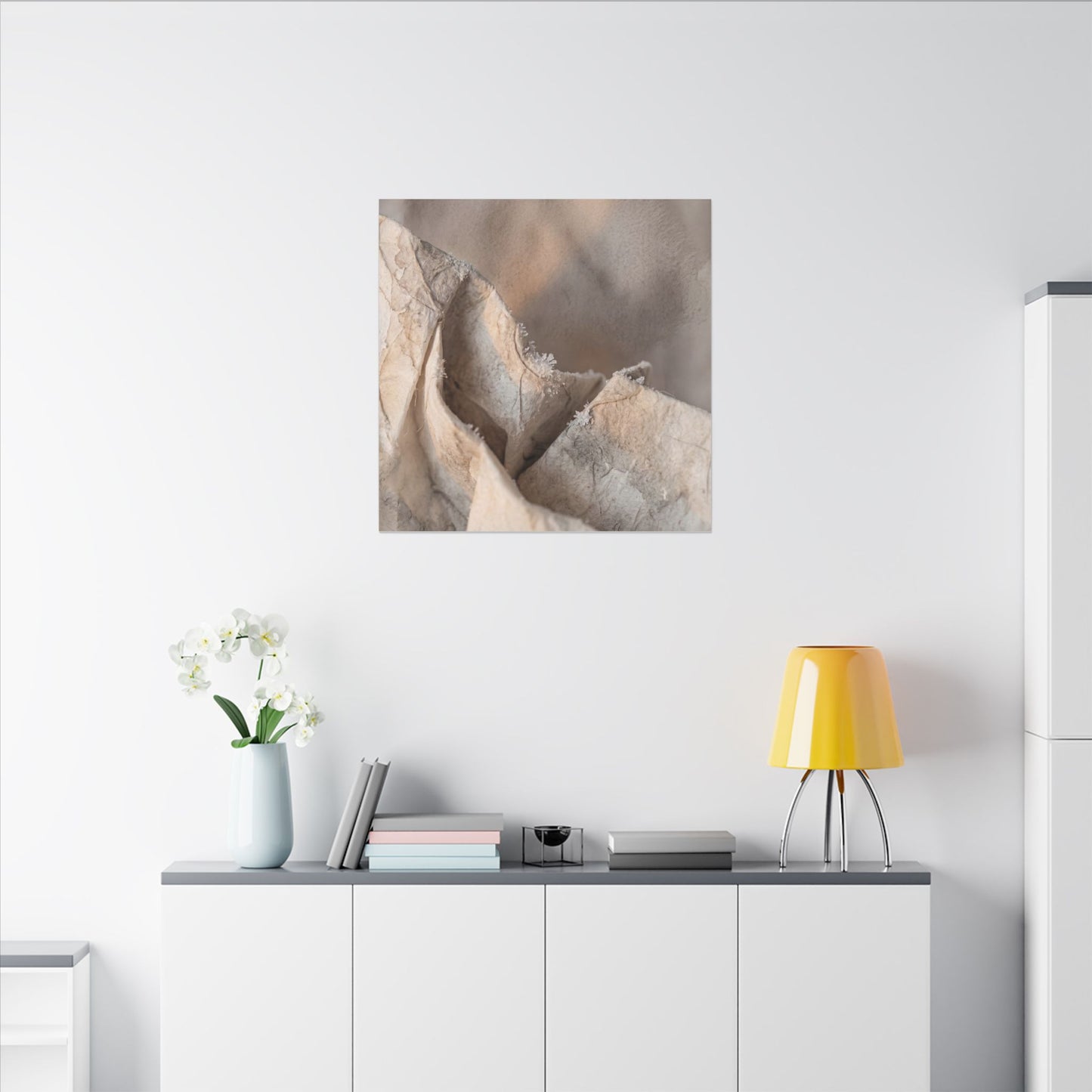 Japandi Paper Fold in Candlelight | Watercolor Canvas Art