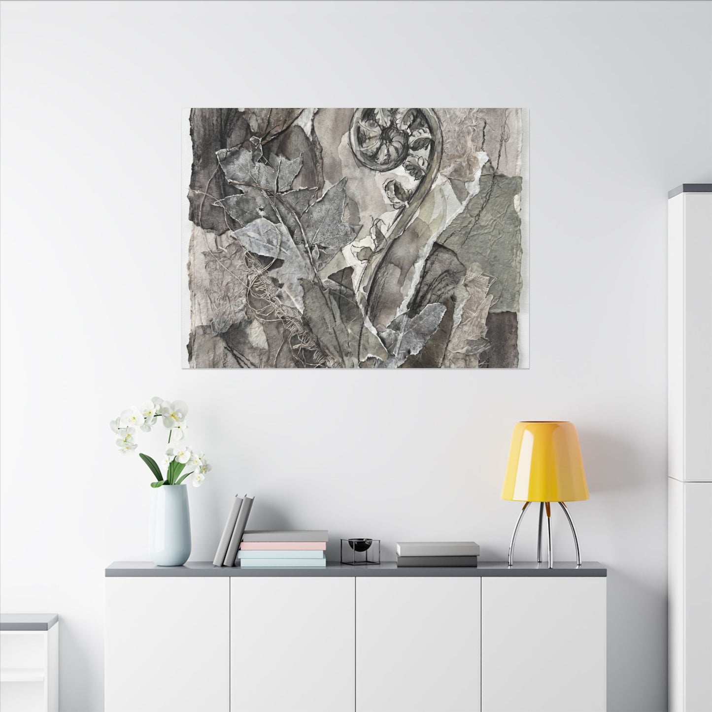 Japandi Fern Unfurling in Overcast | Texture Canvas Art