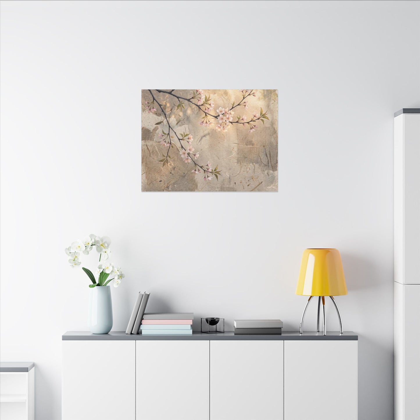 Summer Cherry Blossom Texture Canvas Art | Neutral Decor