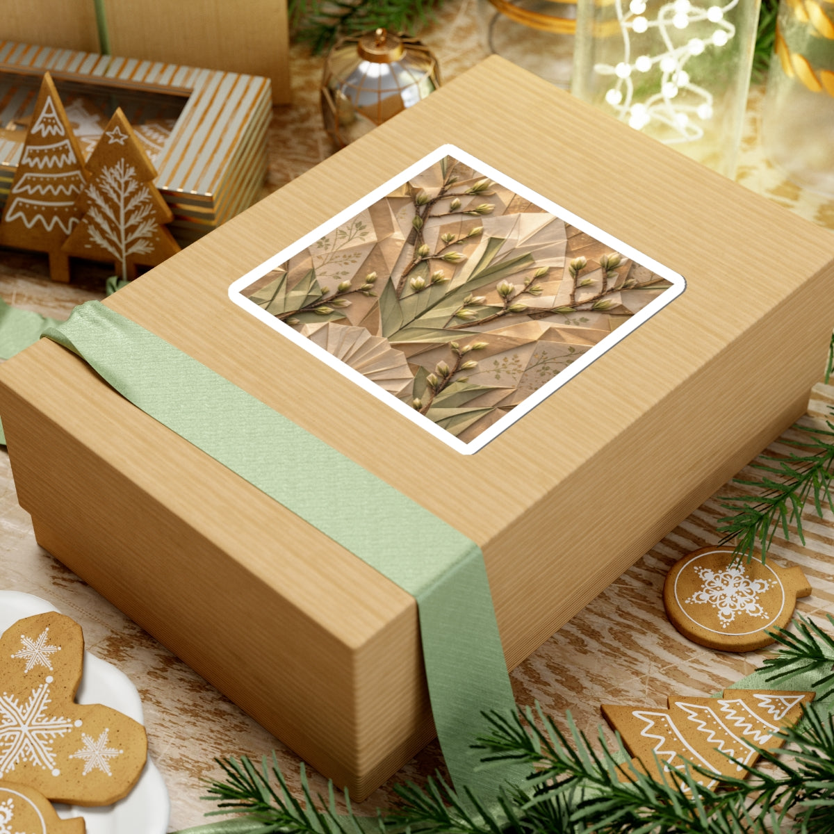 Earthy Paper Fold Sticker - Japanese Pattern Japandi