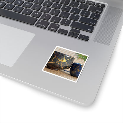 Kintsugi Tea Ceremony in Dawn | Crackle Gold Sticker