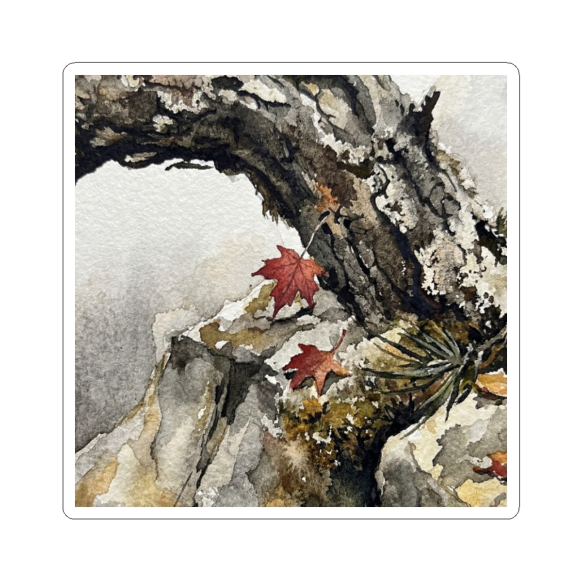 Pine Tree Watercolor Sticker | Elegant Japandi Art Art Print