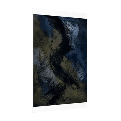 Shibui Ink Brushstroke Canvas Art - Dark Japandi Dark Texture