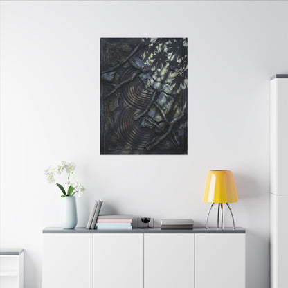 Rock Garden Canvas Art | Winter Dark Japandi Dark Texture Art