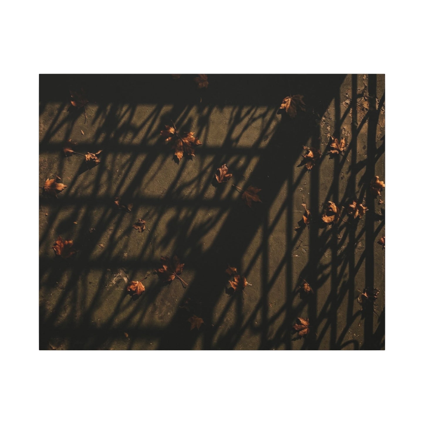 Dark Japandi Shadow Play in Golden Hour | Moody Minimal Canvas Art