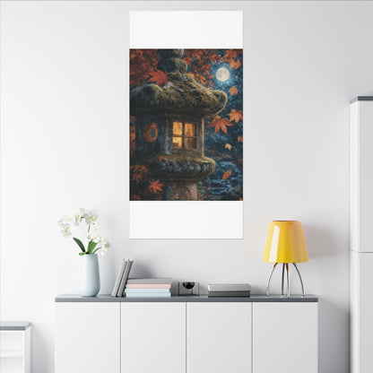 Autumn Stone Lantern Forest Whimsy Canvas Art | Earthy Decor