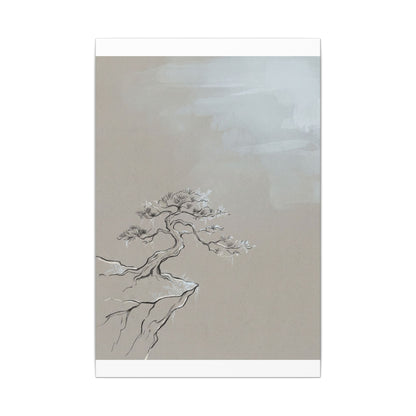 Pine Tree Minimal Line Canvas Art | Warm Japandi Art