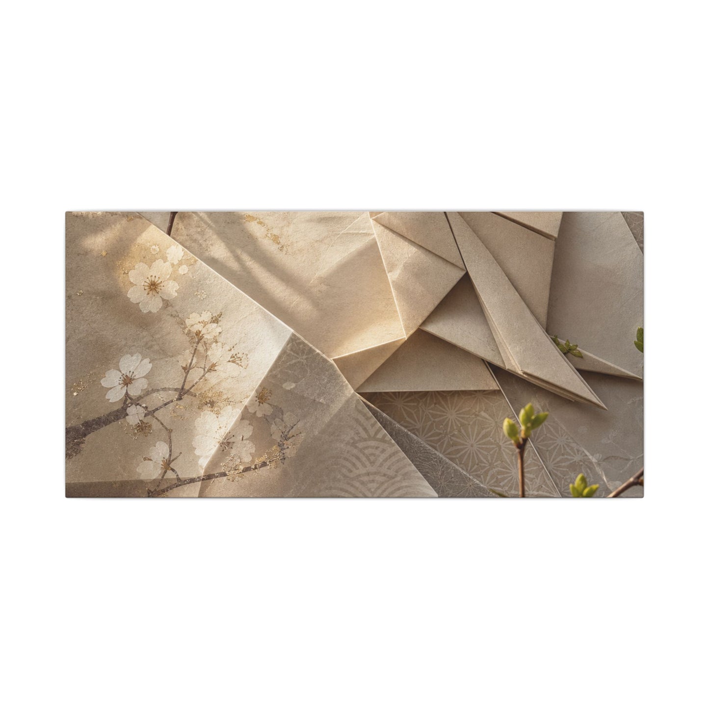 Golden Hour Paper Fold Canvas Art - Japandi Fukinsei