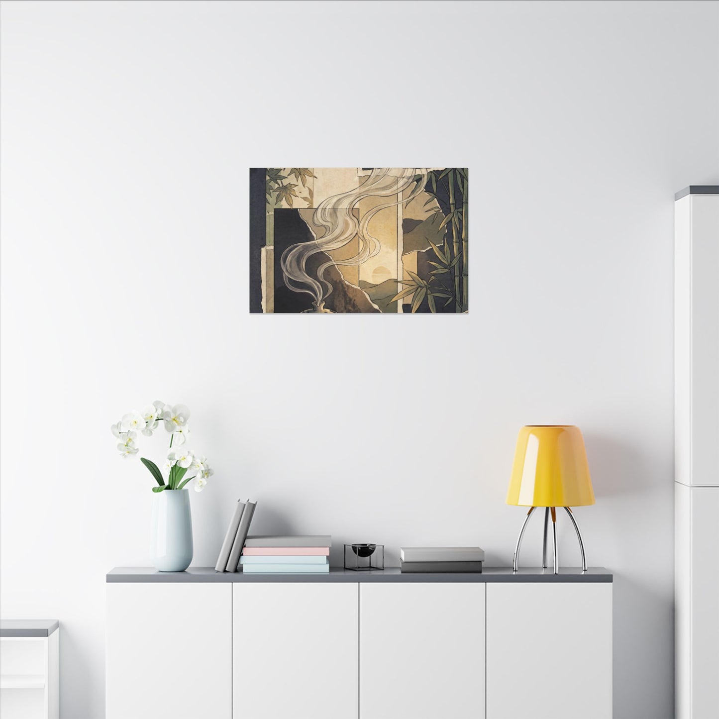 Tranquil Incense Smoke Canvas Art - Ukiyo E Inspired Zen
