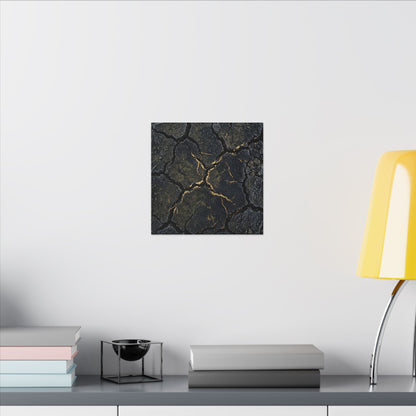 Overcast Cracked Earth Canvas Art - Dark Japandi Ma