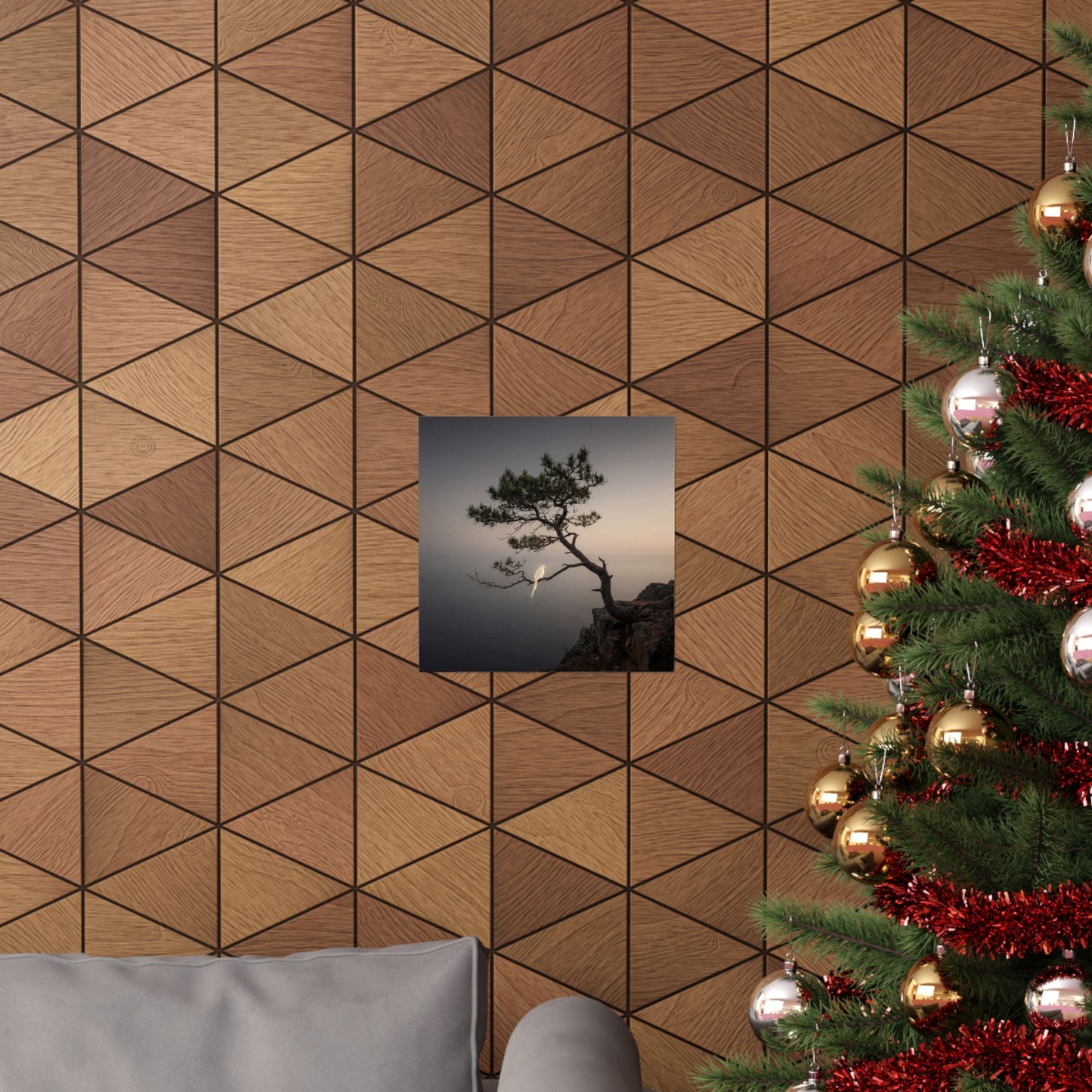 Moody Pine Tree Wall Art Print - Moody Minimal Dark Japandi