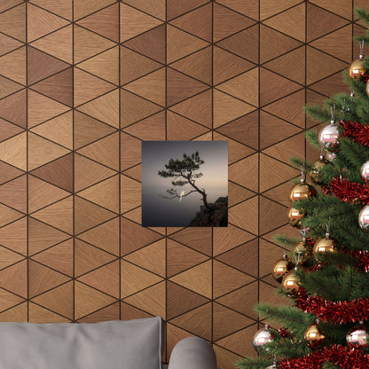 Moody Pine Tree Wall Art Print - Moody Minimal Dark Japandi