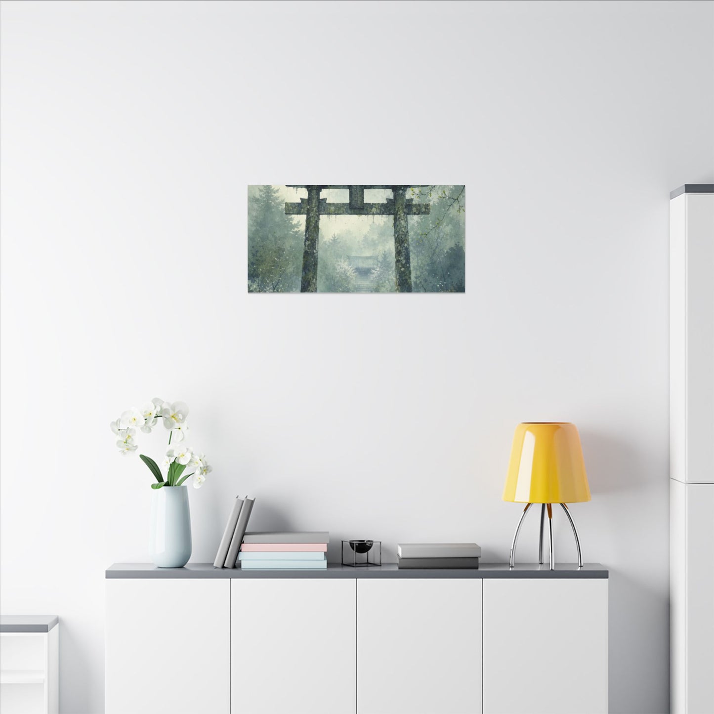 Earthy Torii Gate Canvas Art - Watercolor Japandi