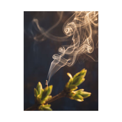 Incense Smoke Spring Canvas Art | Dark Japandi Atmospheric Design