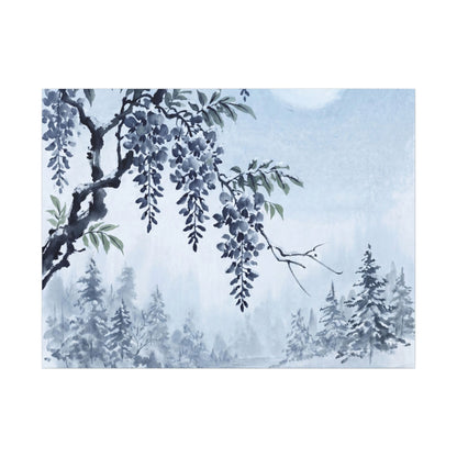 Seijaku Wisteria Canvas Art - Zen Sumi E Art Print