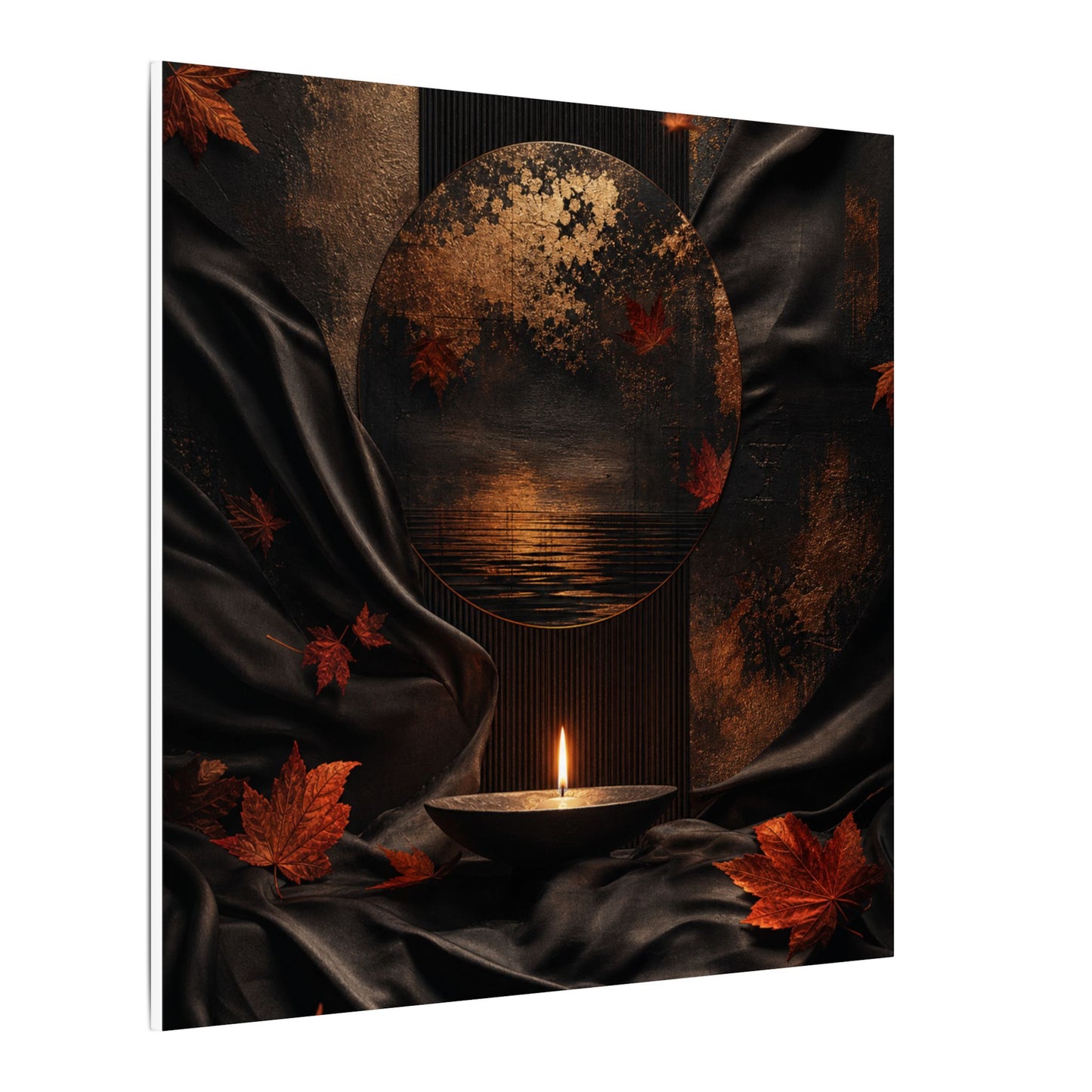 Silk Drape Autumn Canvas Art | Dark Japandi Moody Design
