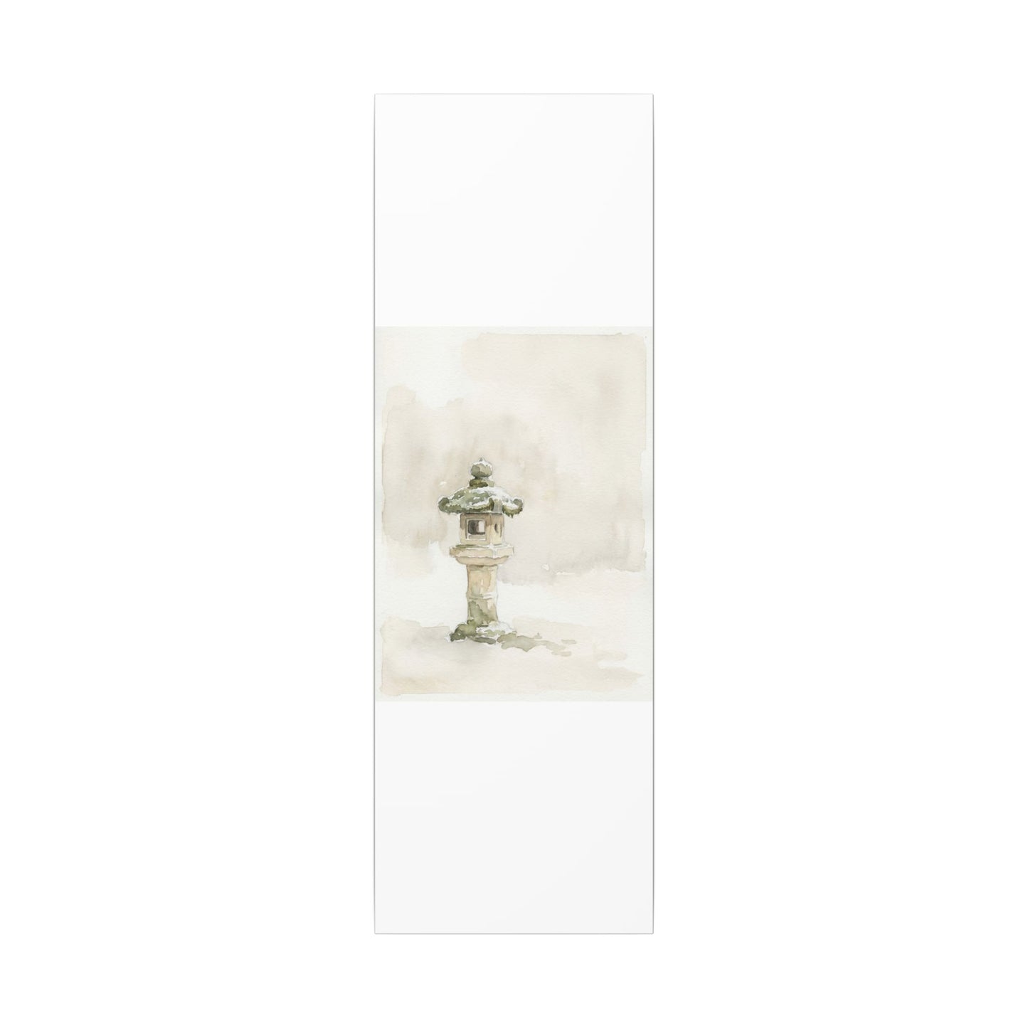 Stone Lantern Winter Canvas Art | Japandi Earthy Design