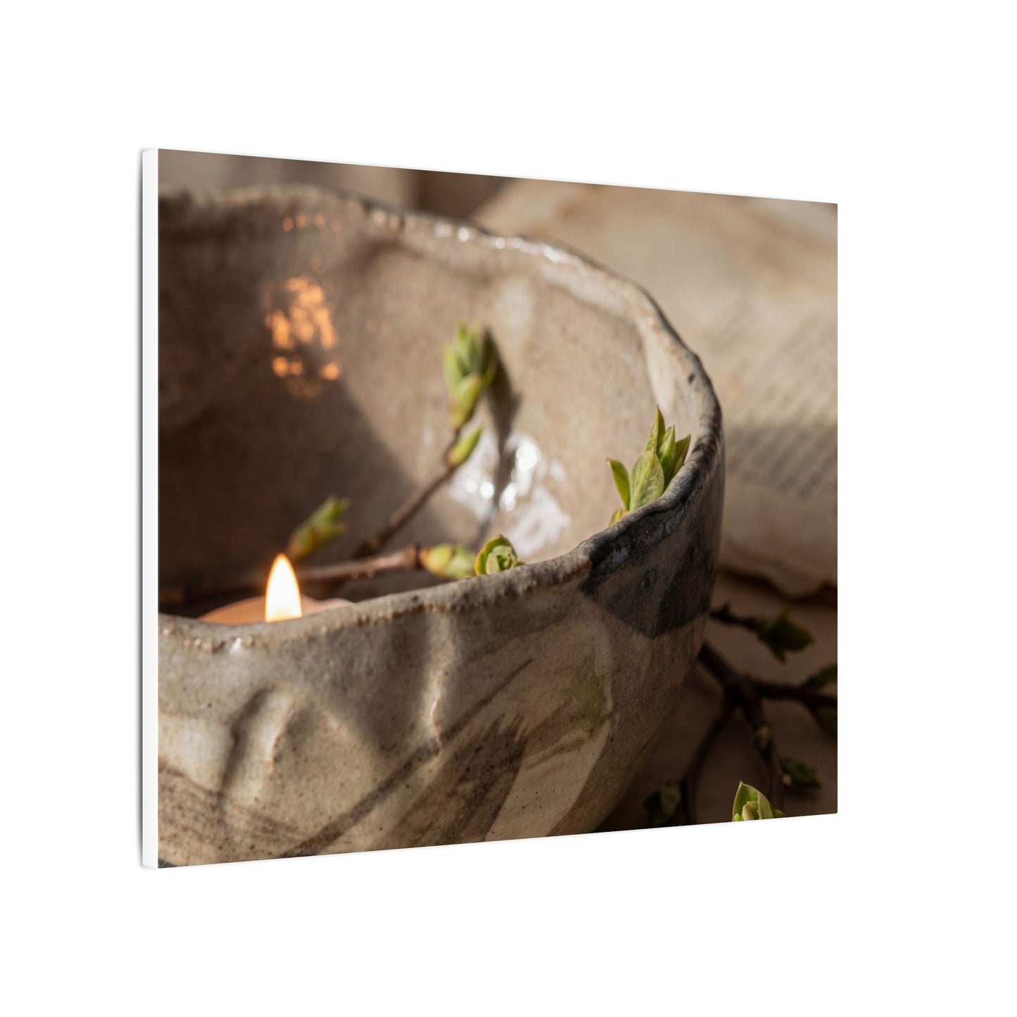 Candlelight Ceramic Bowl Canvas Art - Japandi Ma