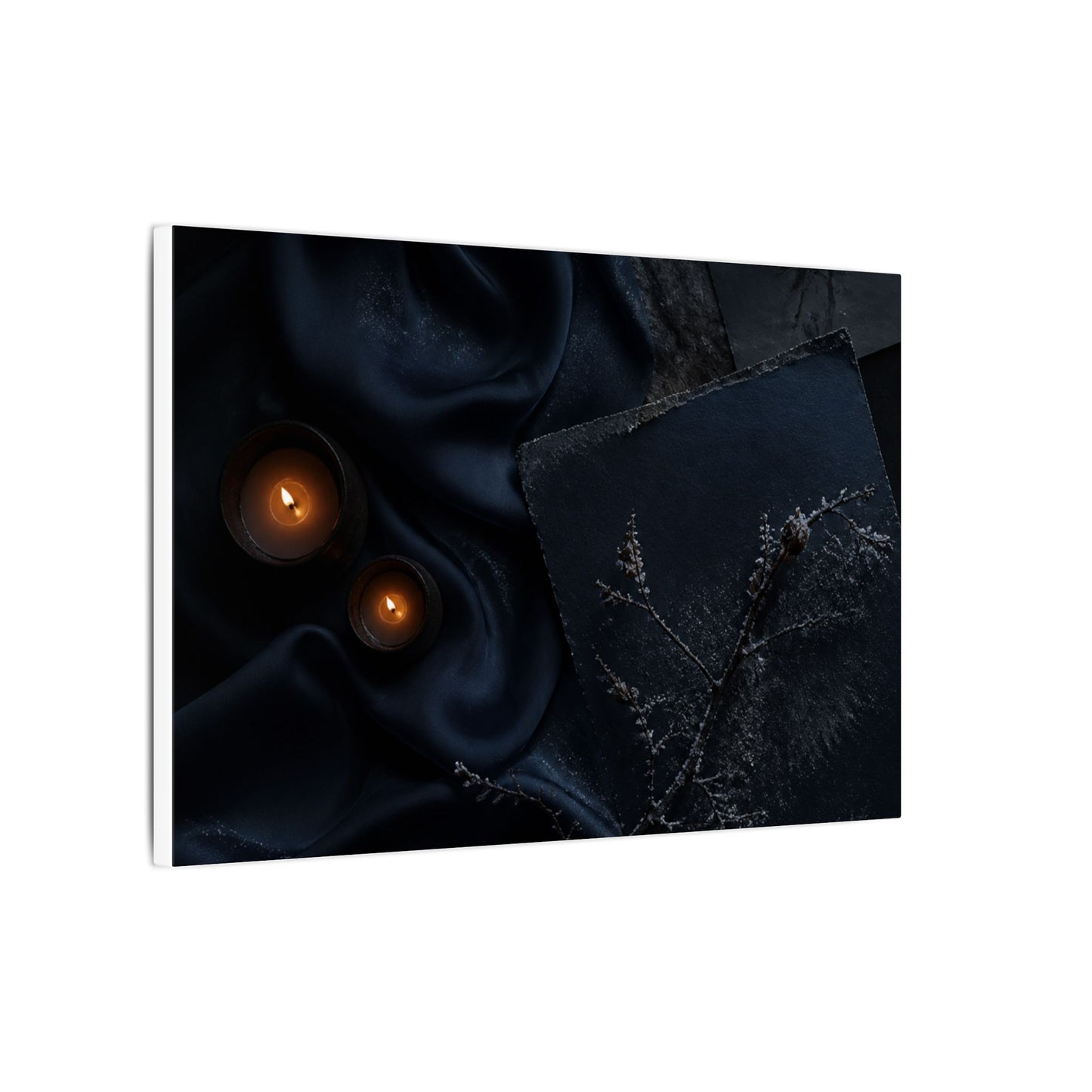 Candlelight Silk Drape Canvas Art - Dark Japandi Kanso