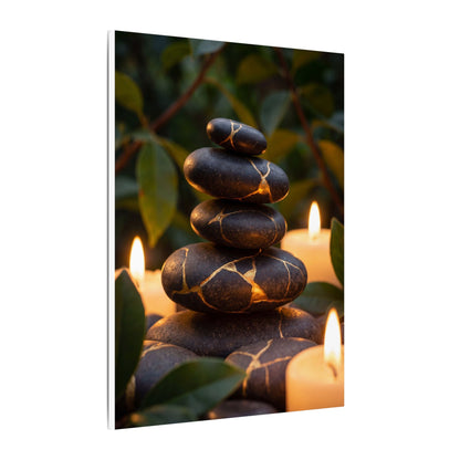 Summer River Stones Gold Vein Canvas Art | Philosophical Decor