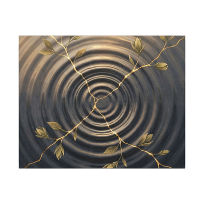 Kanso Water Ripple Canvas Art - Kintsugi Gold Vein