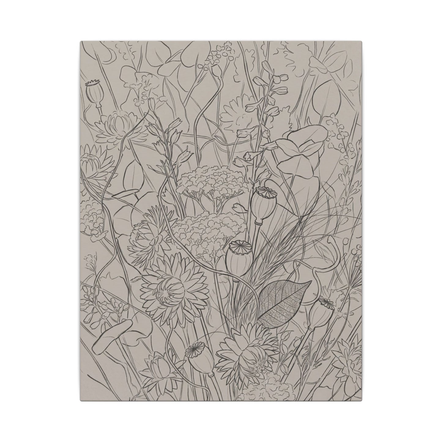 Summer Dried Flowers Minimal Line Canvas Art | Elegant Decor